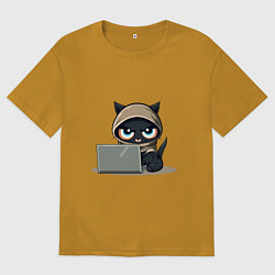 Мужская футболка оверсайз Котик программист
