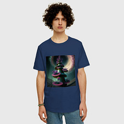 Футболка оверсайз мужская Космическая клумба, цвет: тёмно-синий — фото 2