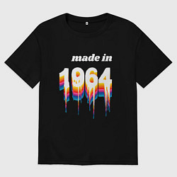 Футболка оверсайз мужская Made in 1964 liquid art, цвет: черный