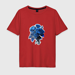 Мужская футболка оверсайз Букет и синие розы