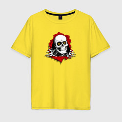 Футболка оверсайз мужская Скелет вылезает одежды, цвет: желтый