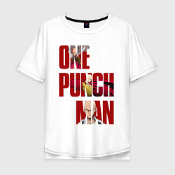 Футболка оверсайз мужская Ванпанчмен Сайтама, цвет: белый