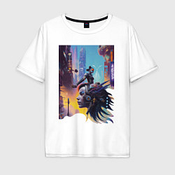 Футболка оверсайз мужская Cyberpunk - fantasy, цвет: белый