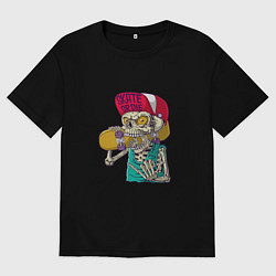 Футболка оверсайз мужская Skate or die, цвет: черный