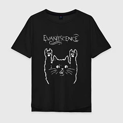 Футболка оверсайз мужская Evanescence рок кот, цвет: черный