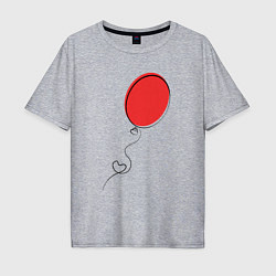 Мужская футболка оверсайз Красный воздушный шарик с сердцем