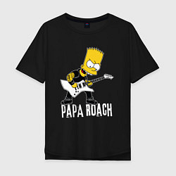 Футболка оверсайз мужская Papa Roach Барт Симпсон рокер, цвет: черный