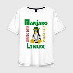 Мужская футболка оверсайз Линукс пингвин в шляпе