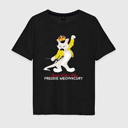 Мужская футболка оверсайз Фредди Меркьюри кот