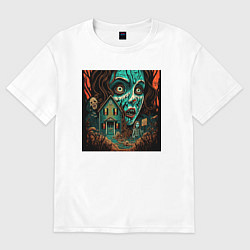 Футболка оверсайз мужская Horror house, цвет: белый