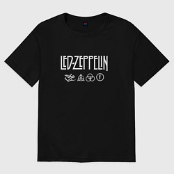 Футболка оверсайз мужская Led Zeppelin символы, цвет: черный