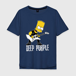 Футболка оверсайз мужская Deep Purple Барт Симпсон рокер, цвет: тёмно-синий