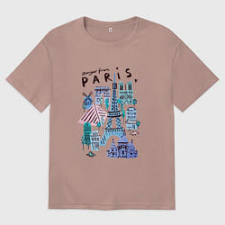Футболка оверсайз мужская О, Париж, цвет: пыльно-розовый