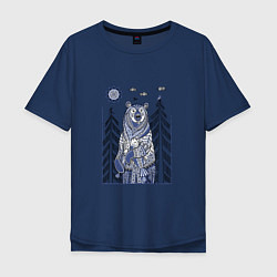 Мужская футболка оверсайз Медведь с рыбой