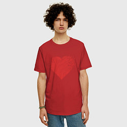 Футболка оверсайз мужская Сердце из осколков, цвет: красный — фото 2