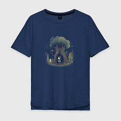 Футболка оверсайз мужская Пугающий лес, цвет: тёмно-синий