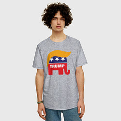 Футболка оверсайз мужская Trump elephant, цвет: меланж — фото 2