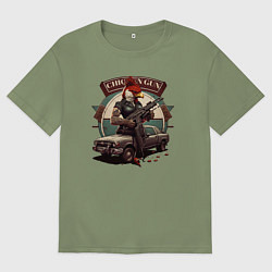 Мужская футболка оверсайз Сhicken gun