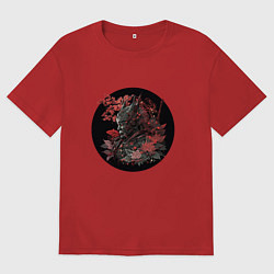 Мужская футболка оверсайз Японский самурай в круге