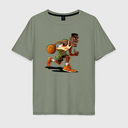 Мужская футболка оверсайз Мультяшный баскетбол