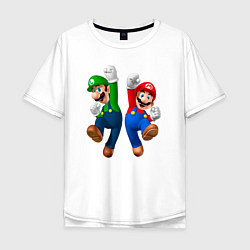 Мужская футболка оверсайз Луиджи и Марио в прыжке