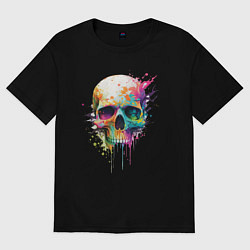 Футболка оверсайз мужская Череп оптимиста, цвет: черный