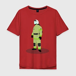Футболка оверсайз мужская Пожарный МЧС России, цвет: красный