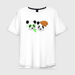 Футболка оверсайз мужская Мишки панды, цвет: белый