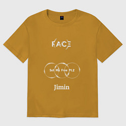 Футболка оверсайз мужская JIMIN FACE Set Me Free, цвет: горчичный