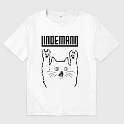 Футболка оверсайз мужская Lindemann - rock cat, цвет: белый