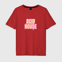 Мужская футболка оверсайз Acid house стекающие буквы