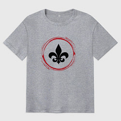 Футболка оверсайз мужская Символ Saints Row и красная краска вокруг, цвет: меланж