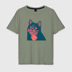 Мужская футболка оверсайз Vintage pixel cat