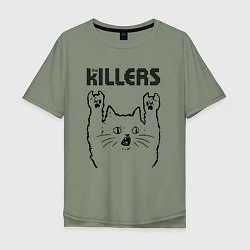 Футболка оверсайз мужская The Killers - rock cat, цвет: авокадо