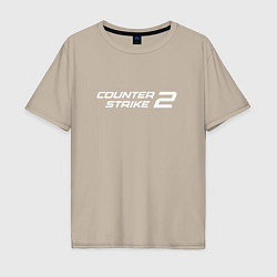 Мужская футболка оверсайз Counter strike 2 лого белый