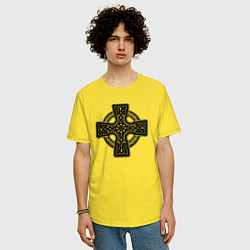 Футболка оверсайз мужская Кельтский крест, цвет: желтый — фото 2