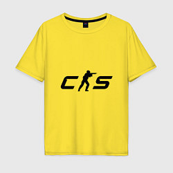 Футболка оверсайз мужская Counter strike 2 новый логотип черный, цвет: желтый