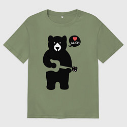 Мужская футболка оверсайз Мишка любит музыку