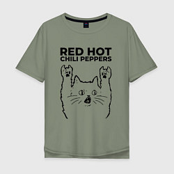 Футболка оверсайз мужская Red Hot Chili Peppers - rock cat, цвет: авокадо