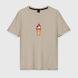 Мужская футболка оверсайз Глаз в стаканчике для мороженого
