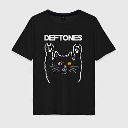 Мужская футболка оверсайз Deftones rock cat