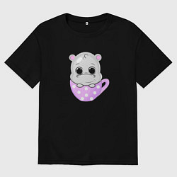 Мужская футболка оверсайз Бегемот в кружке