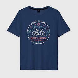 Футболка оверсайз мужская Dont worry bike happy, цвет: тёмно-синий