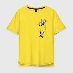 Футболка оверсайз мужская Карманные панды, цвет: желтый
