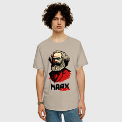 Футболка оверсайз мужская Karl Marx - 3 цвета, цвет: миндальный — фото 2