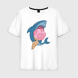 Мужская футболка оверсайз Акула с мороженым