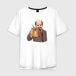 Мужская футболка оверсайз Ленин пьёт чай