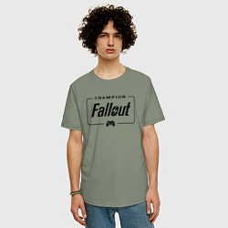 Футболка оверсайз мужская Fallout gaming champion: рамка с лого и джойстиком, цвет: авокадо — фото 2