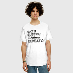 Футболка оверсайз мужская Eat sleep F1, цвет: белый — фото 2