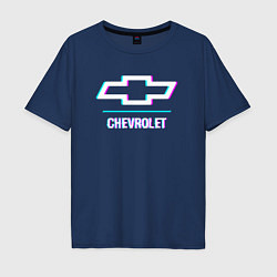 Мужская футболка оверсайз Значок Chevrolet в стиле glitch